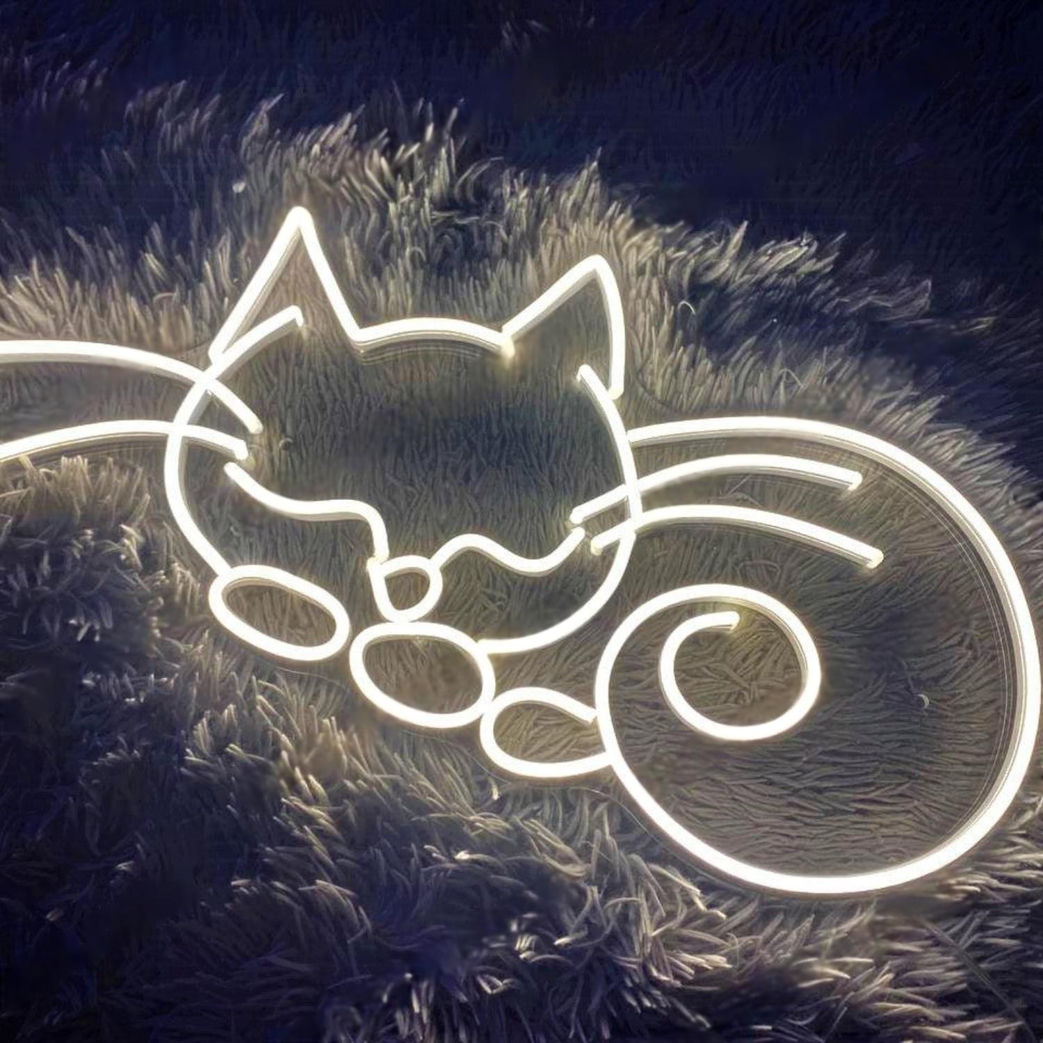 Bright Yellow Cartoon Cats Led Neon Sign For Pet Cafe And Bedroom Decor | Shineneon