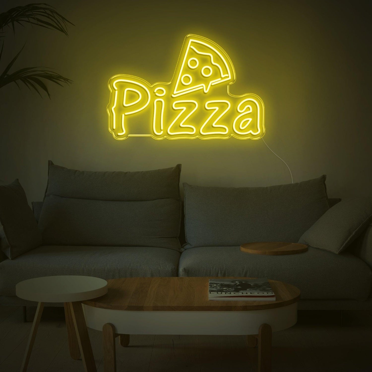 Bright Yellow Cartoon Pizza Led Neon Sign For Home Kitchen Pizza Shop Decor | Shineneon