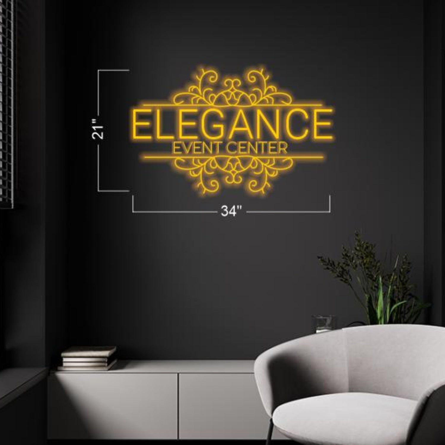 Bright Yellow Elegant Scroll Led Neon Sign For Commercial Event Center Decor | Shineneon