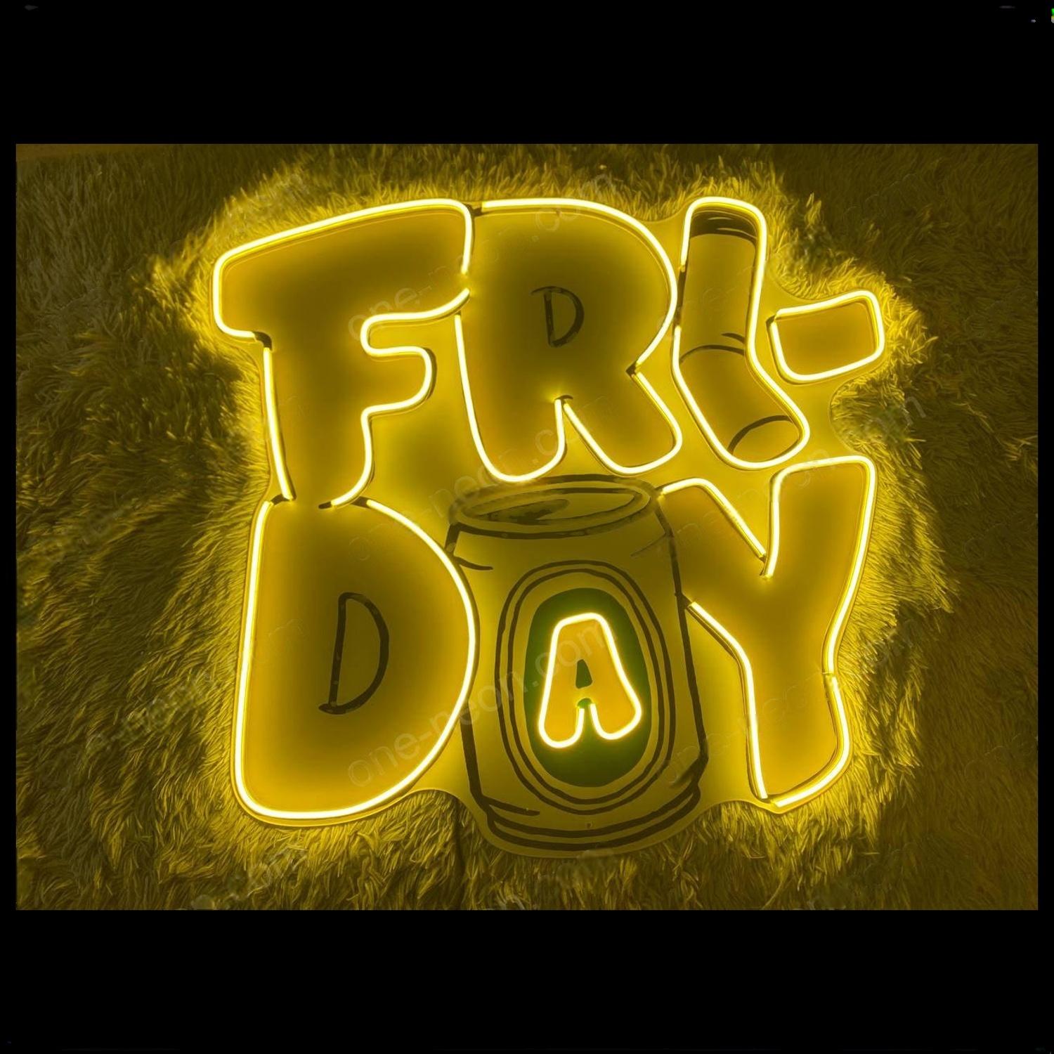 Bright Yellow Friday Drink And Straw Led Neon Sign For Cafe Bar Home Decor | Shineneon
