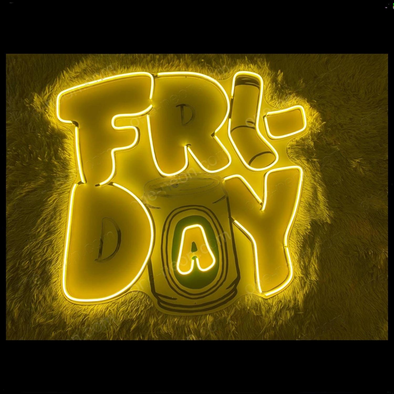 Bright Yellow Friday Drink And Straw Led Neon Sign For Cafe Bar Home Decor | Shineneon