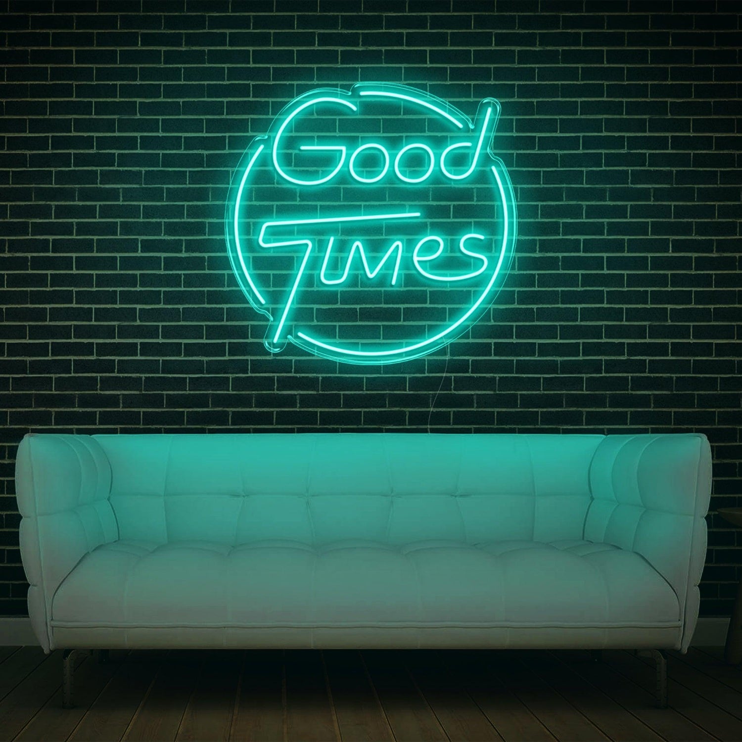 Bright Yellow Good Times Led Neon Sign With Circular Frame Home Bar Cafe Decor | Shineneon