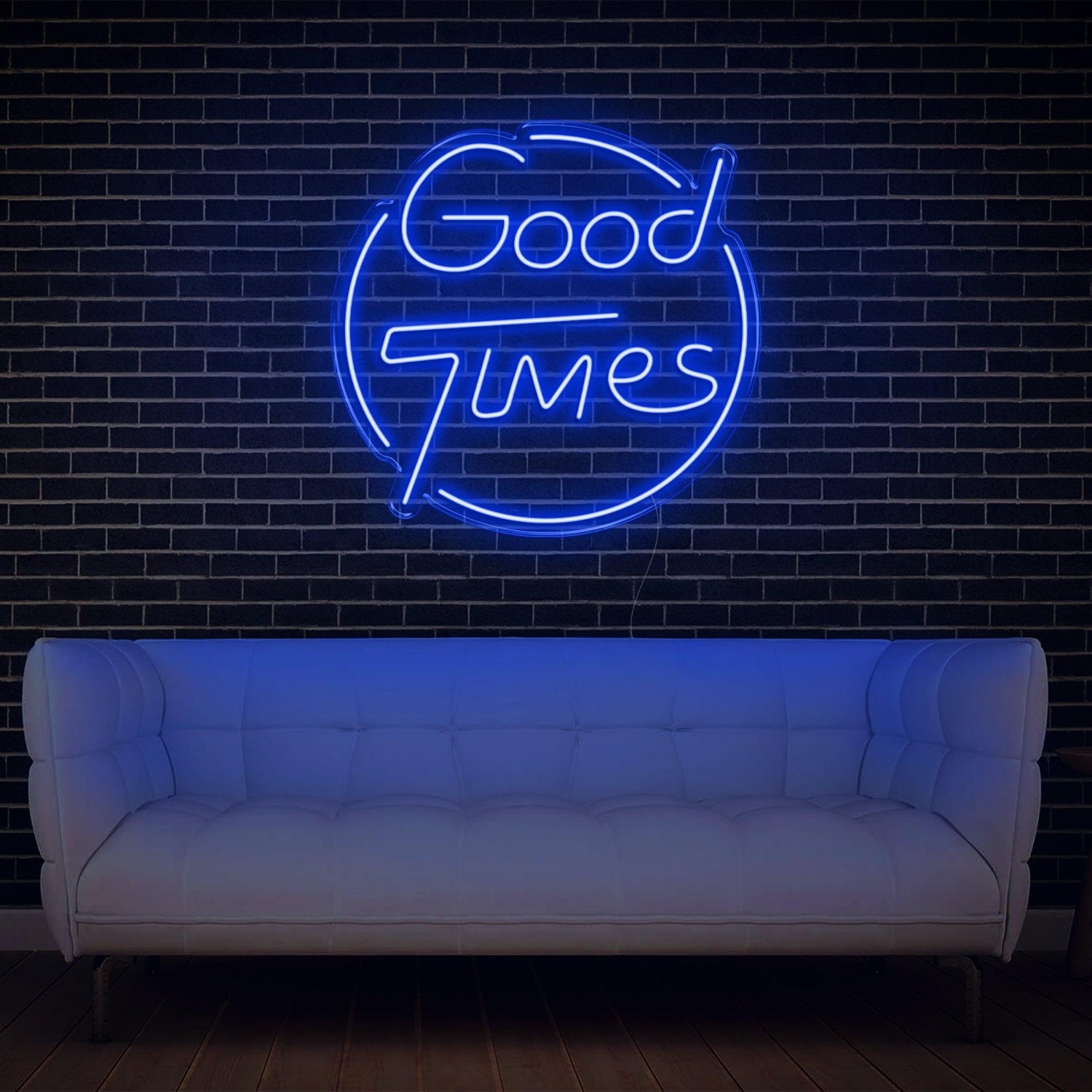 Bright Yellow Good Times Led Neon Sign With Circular Frame Home Bar Cafe Decor | Shineneon