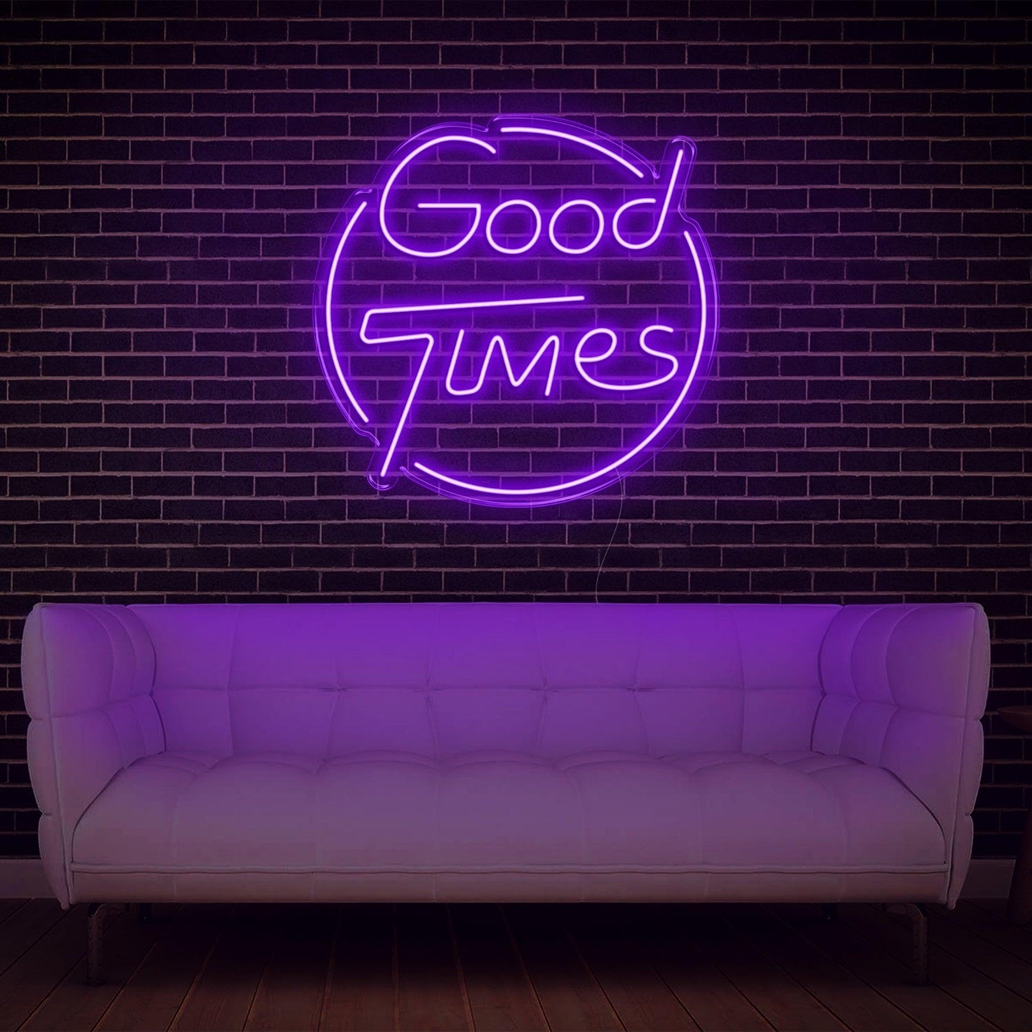 Bright Yellow Good Times Led Neon Sign With Circular Frame Home Bar Cafe Decor | Shineneon
