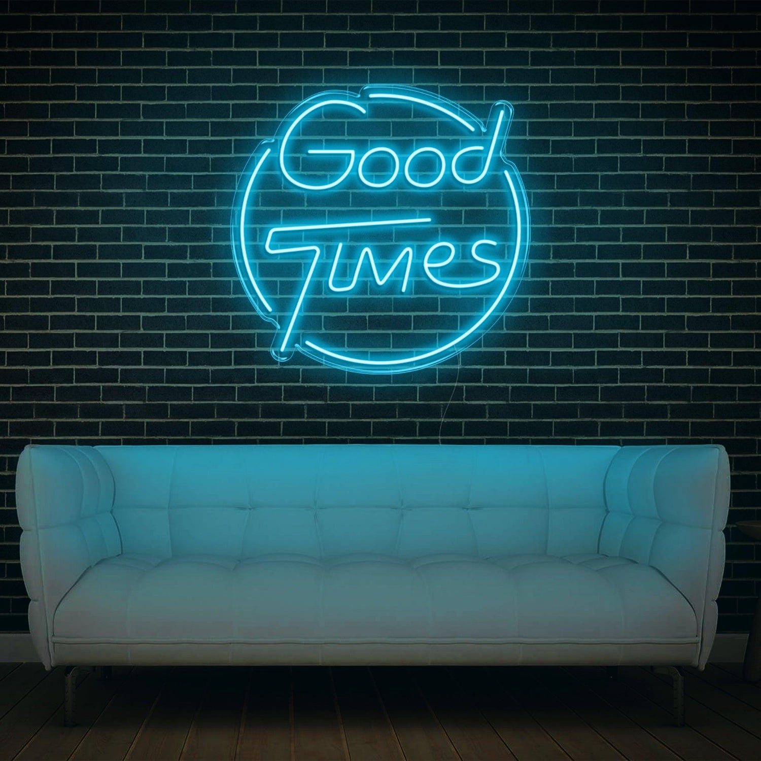Bright Yellow Good Times Led Neon Sign With Circular Frame Home Bar Cafe Decor | Shineneon