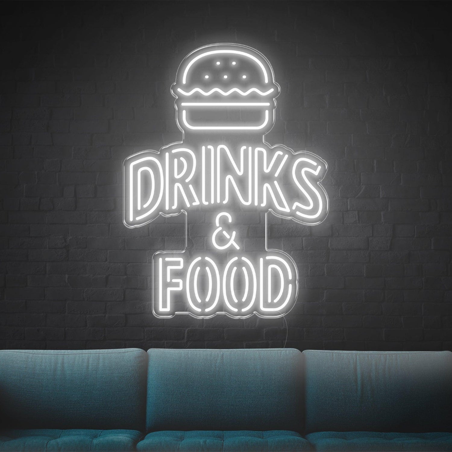 Bright Yellow Hamburger Drinks Food Led Neon Sign For Bar Cafe Restaurant Decor | Shineneon