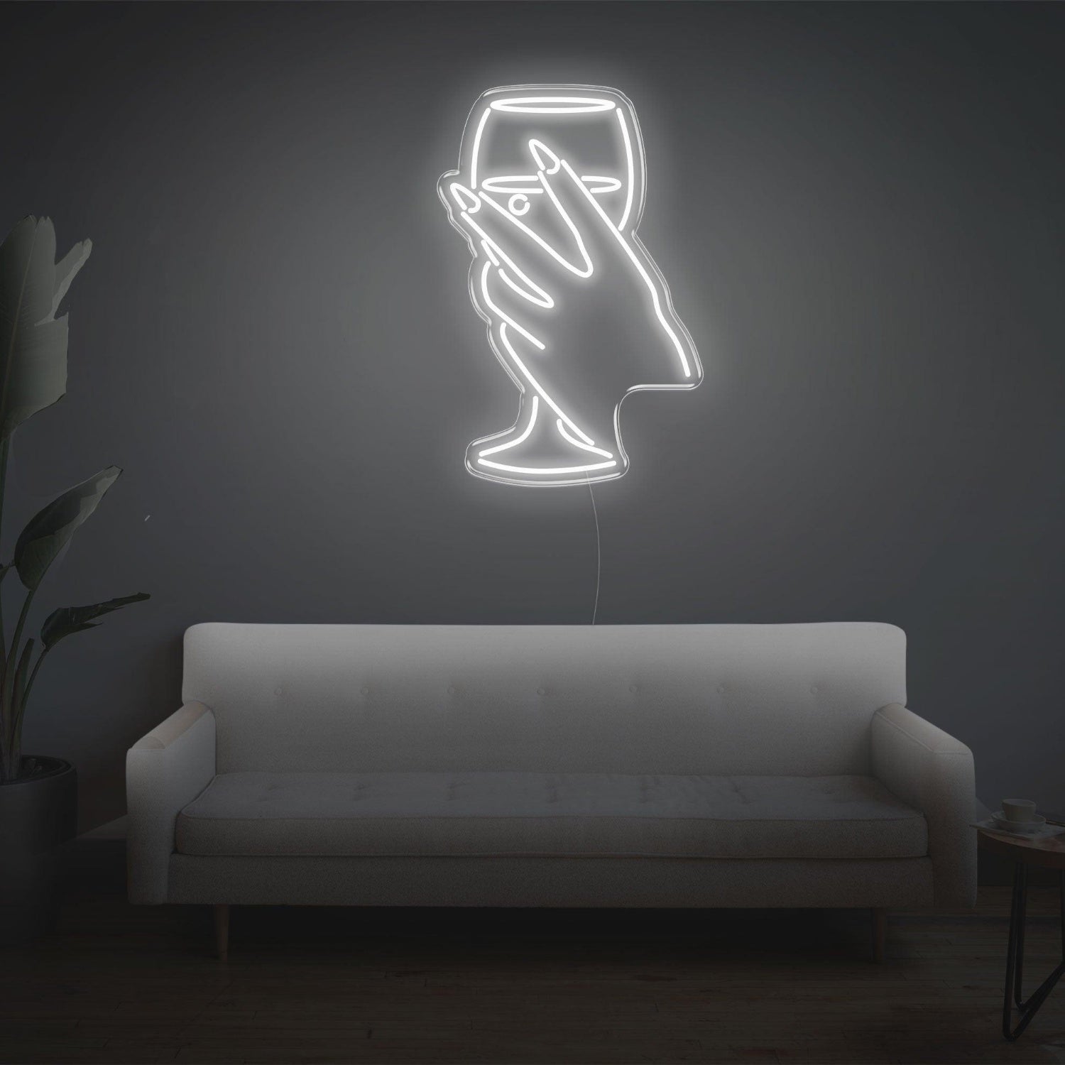 Bright Yellow Hand Holding Wine Glass Led Neon Sign For Home Bar Cafe Wall Art | Shineneon