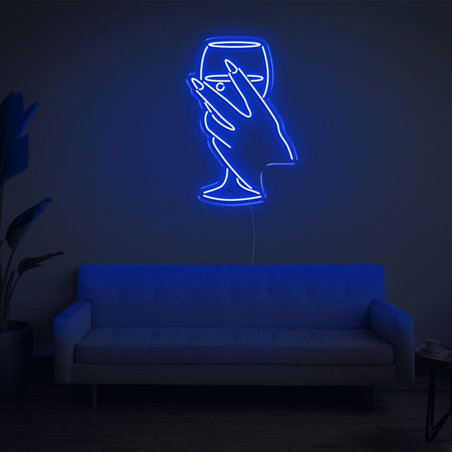 Bright Yellow Hand Holding Wine Glass Led Neon Sign For Home Bar Cafe Wall Art | Shineneon