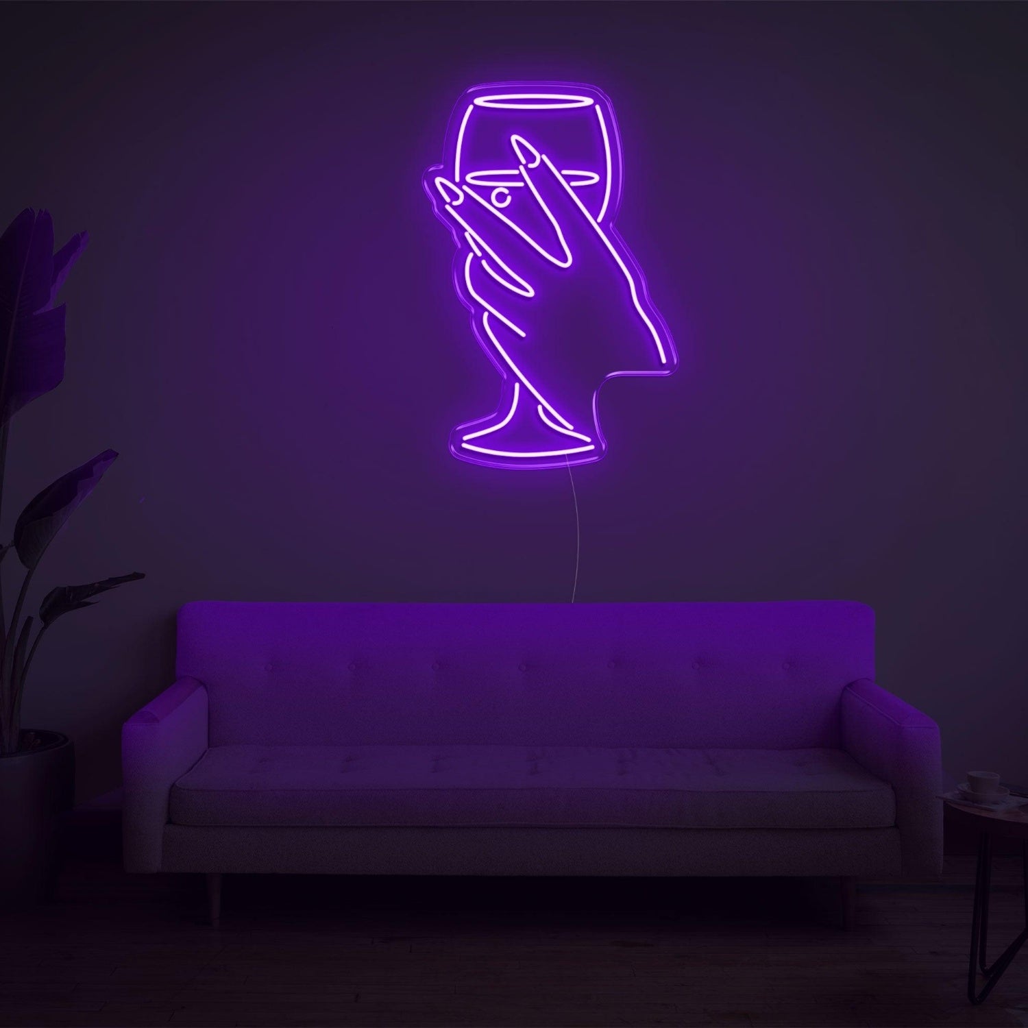 Bright Yellow Hand Holding Wine Glass Led Neon Sign For Home Bar Cafe Wall Art | Shineneon