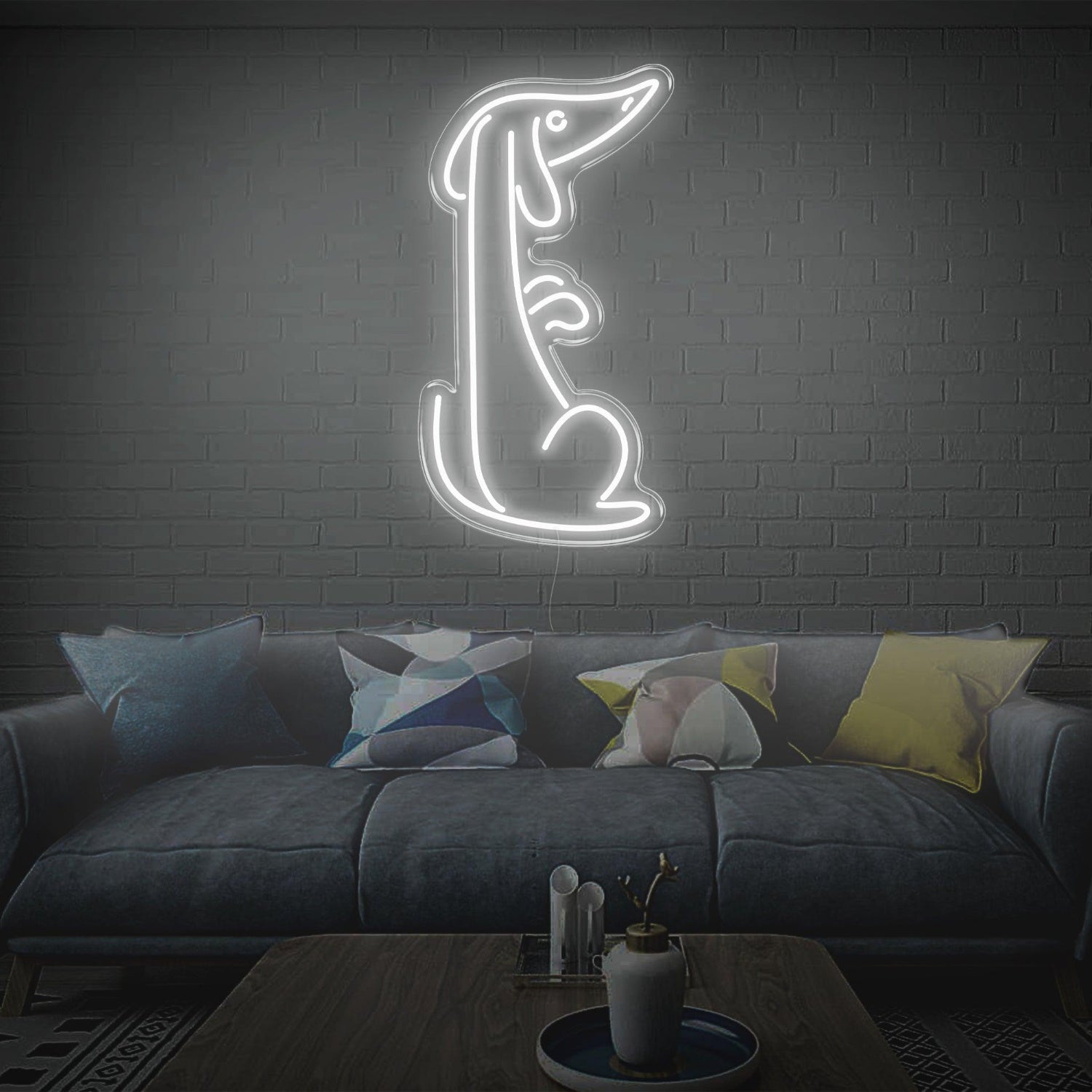 Bright Yellow Minimalist Dog Led Neon Sign For Living Room Decor | Shineneon