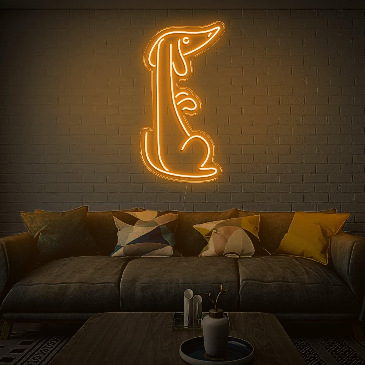 Bright Yellow Minimalist Dog Led Neon Sign For Living Room Decor | Shineneon