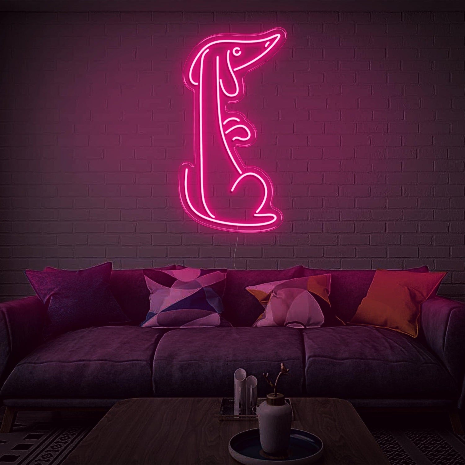 Bright Yellow Minimalist Dog Led Neon Sign For Living Room Decor | Shineneon
