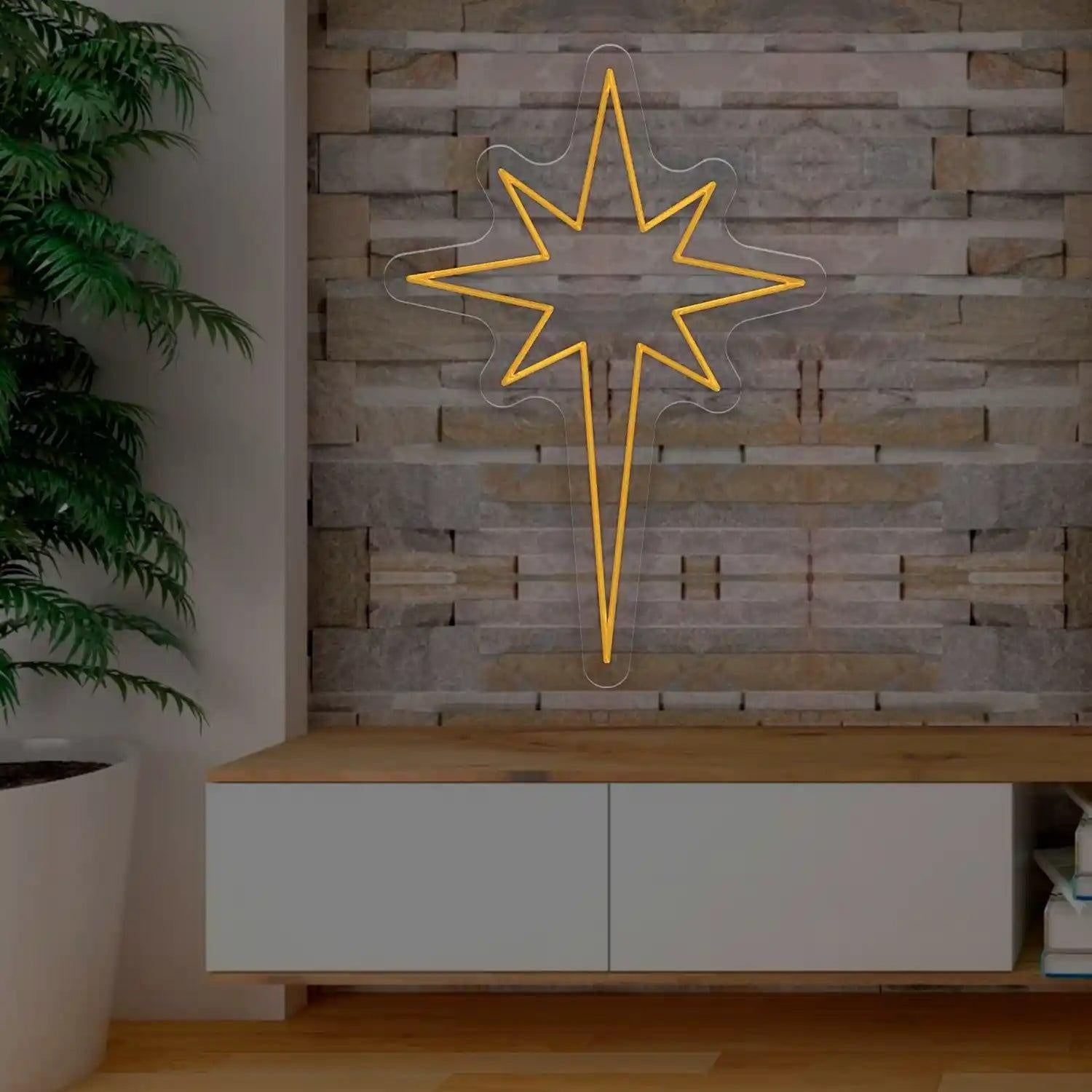 Bright Yellow Octagon Star Led Neon Sign For Modern Home Cafe Decor | Shineneon