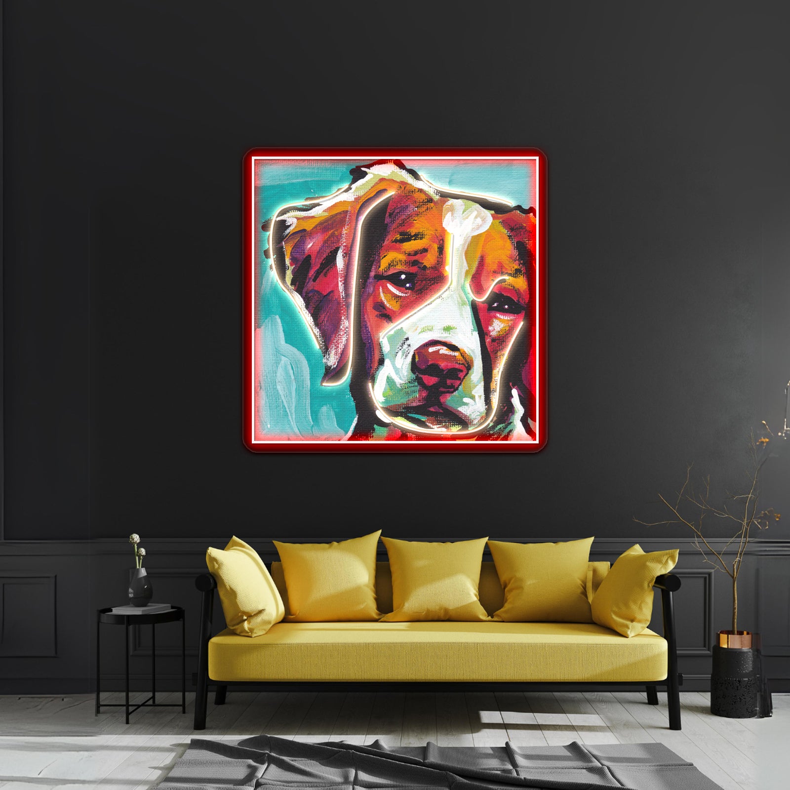 Brittany Spaniel Bright Colorful Pop Dog Artwork Led Neon Sign