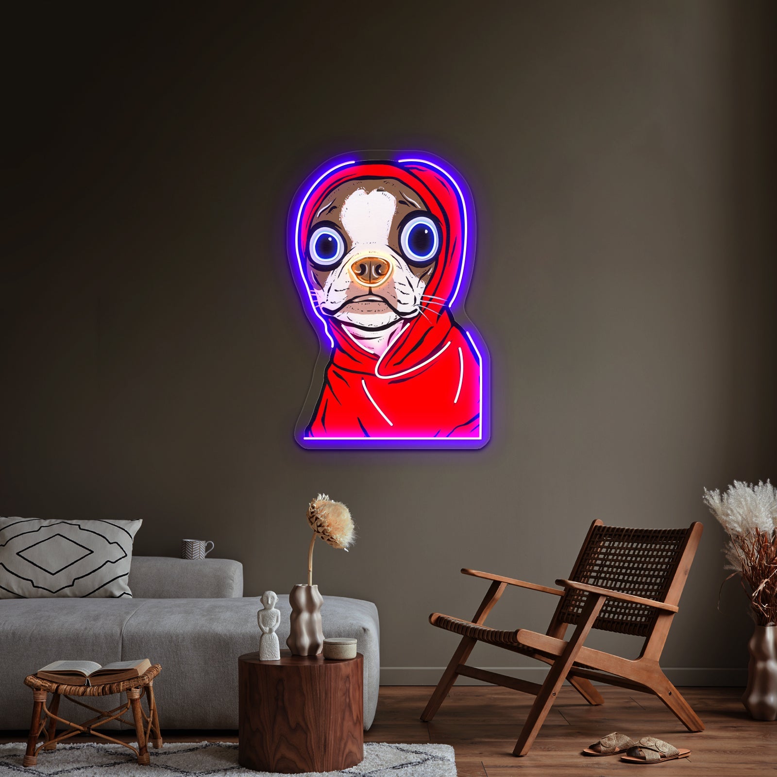 Brown Boston Terrier Hoodie Artwork Led Neon Sign - Shineneon