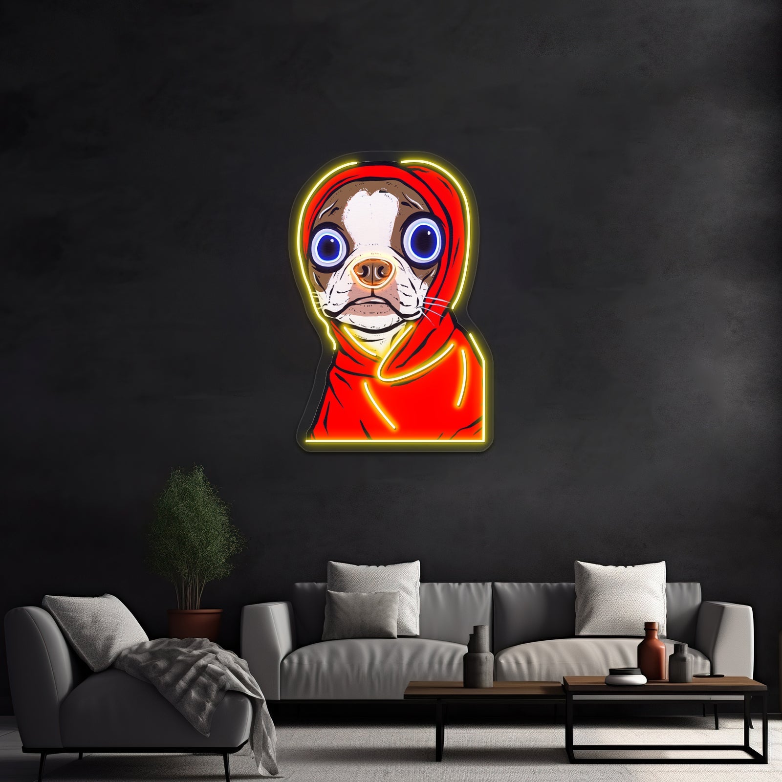 Brown Boston Terrier Hoodie Artwork Led Neon Sign - Shineneon