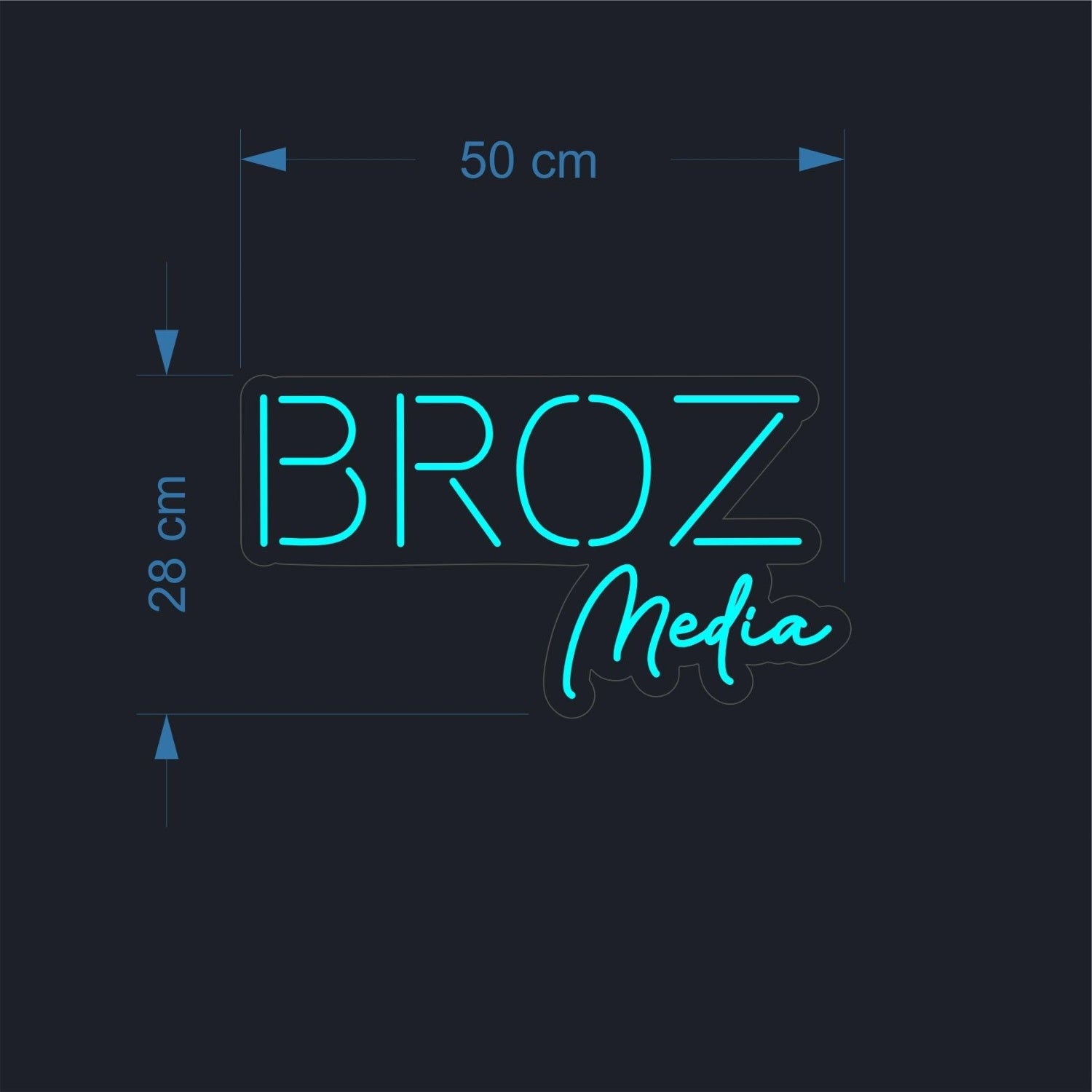 Broz Media Teal Led Neon Sign Office Studio Brand Decor | Shineneon