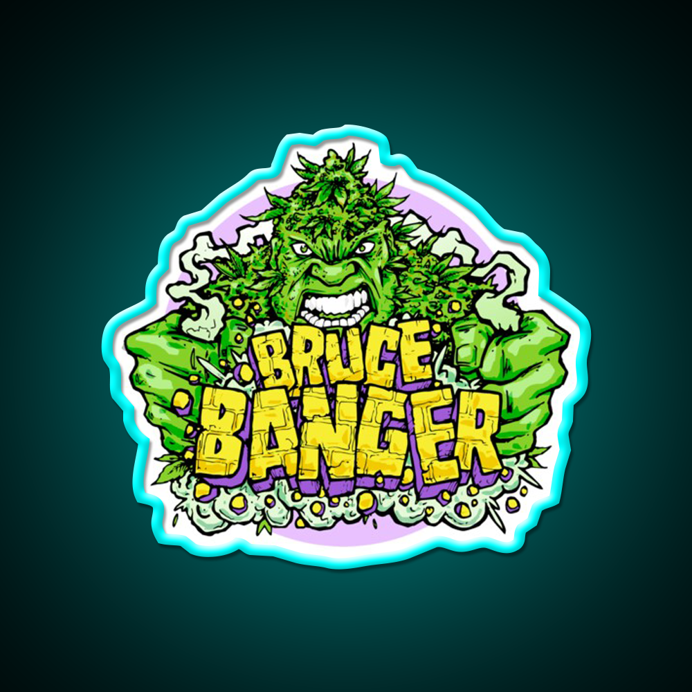 Bruce Banger Seed Artwork Hemp Inspired Green Leaf Led Neon Sign Rgb Color - Size and dimension reference
