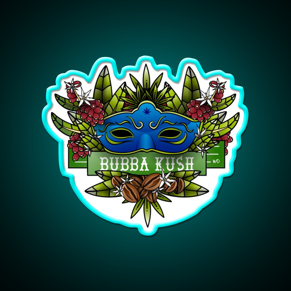 Bubba Kush Hemp Inspired Green Leaf Led Neon Sign Rgb Color - Size and dimension reference