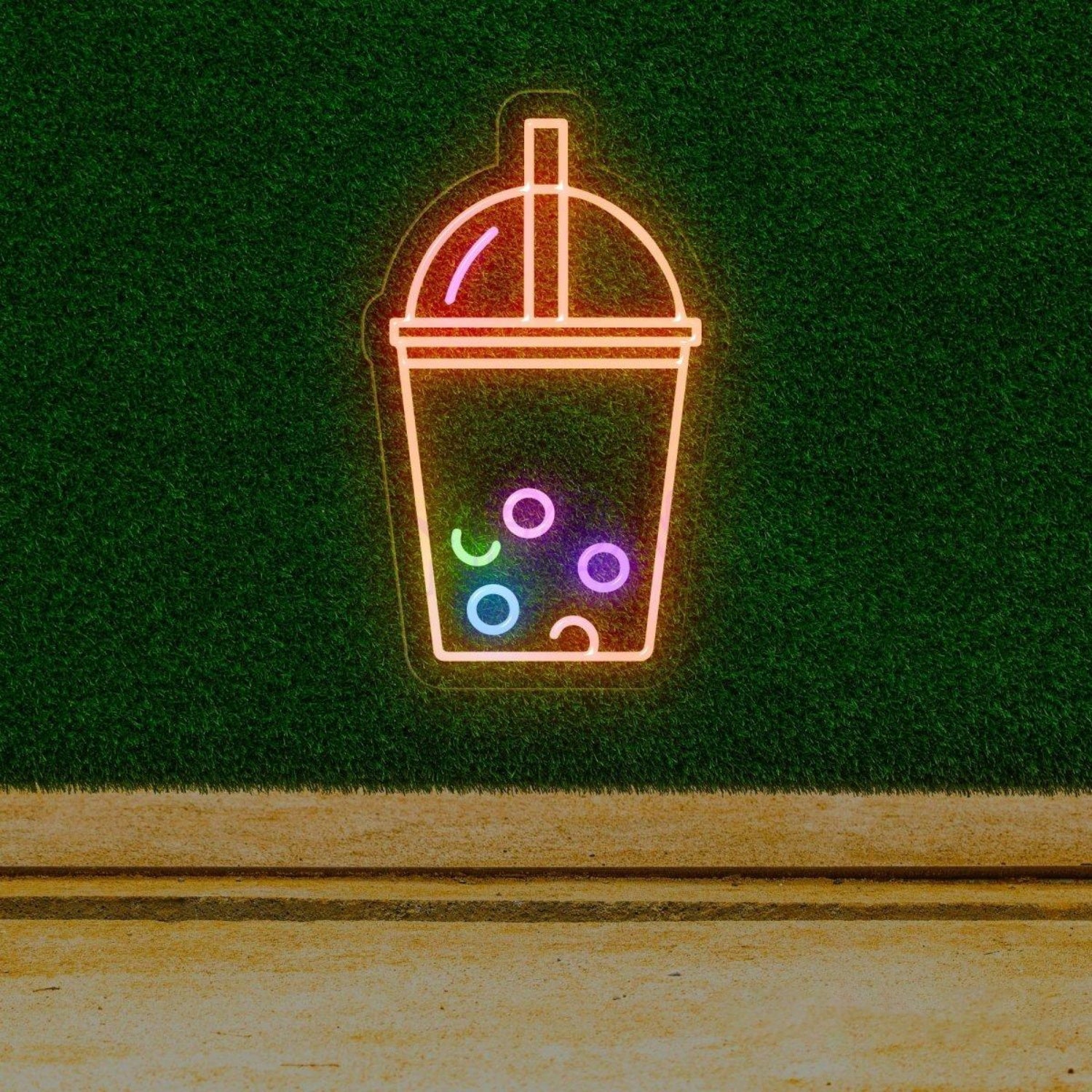 Bubble Tea Cup Led Neon Sign Pink Green Blue Boba Shop Decor | Shineneon