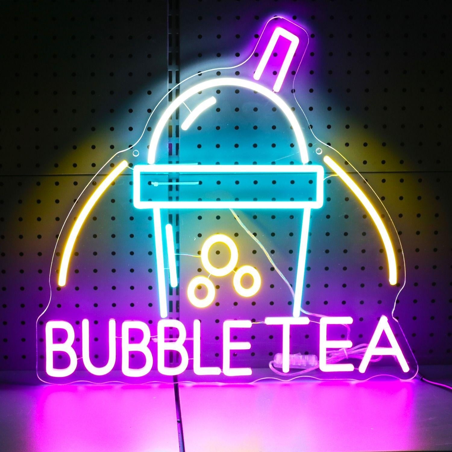 Bubble Tea Cup Pink Blue Yellow Led Neon Sign Shop Decor | Shineneon