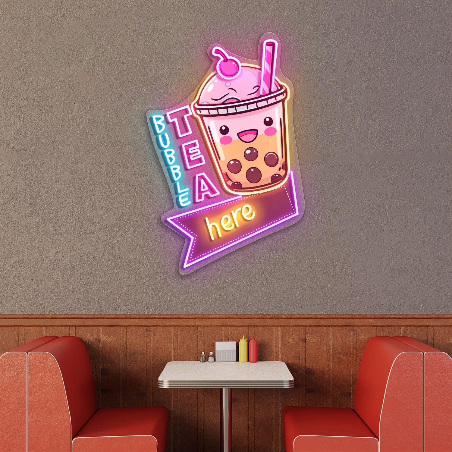 Bubble Tea Here Acrylic Led Neon Sign | Shineneon