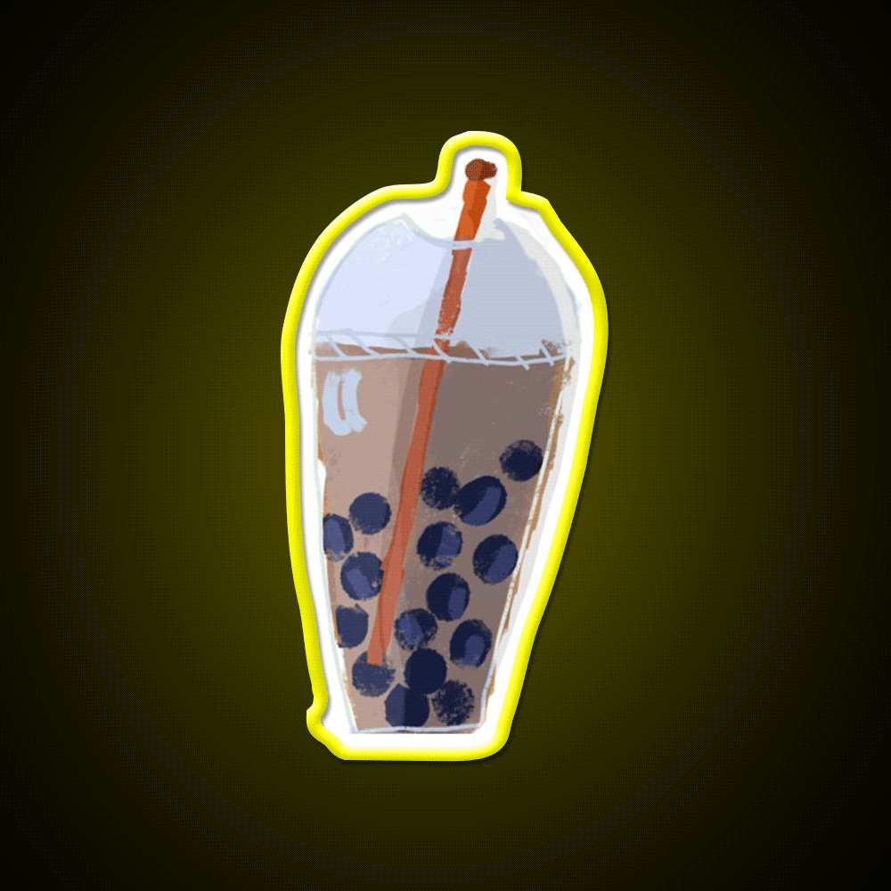 Bubble Tea Me Collage Animation Asian Cultural Led Neon Sign Rgb Color - Custom LED neon sign front view