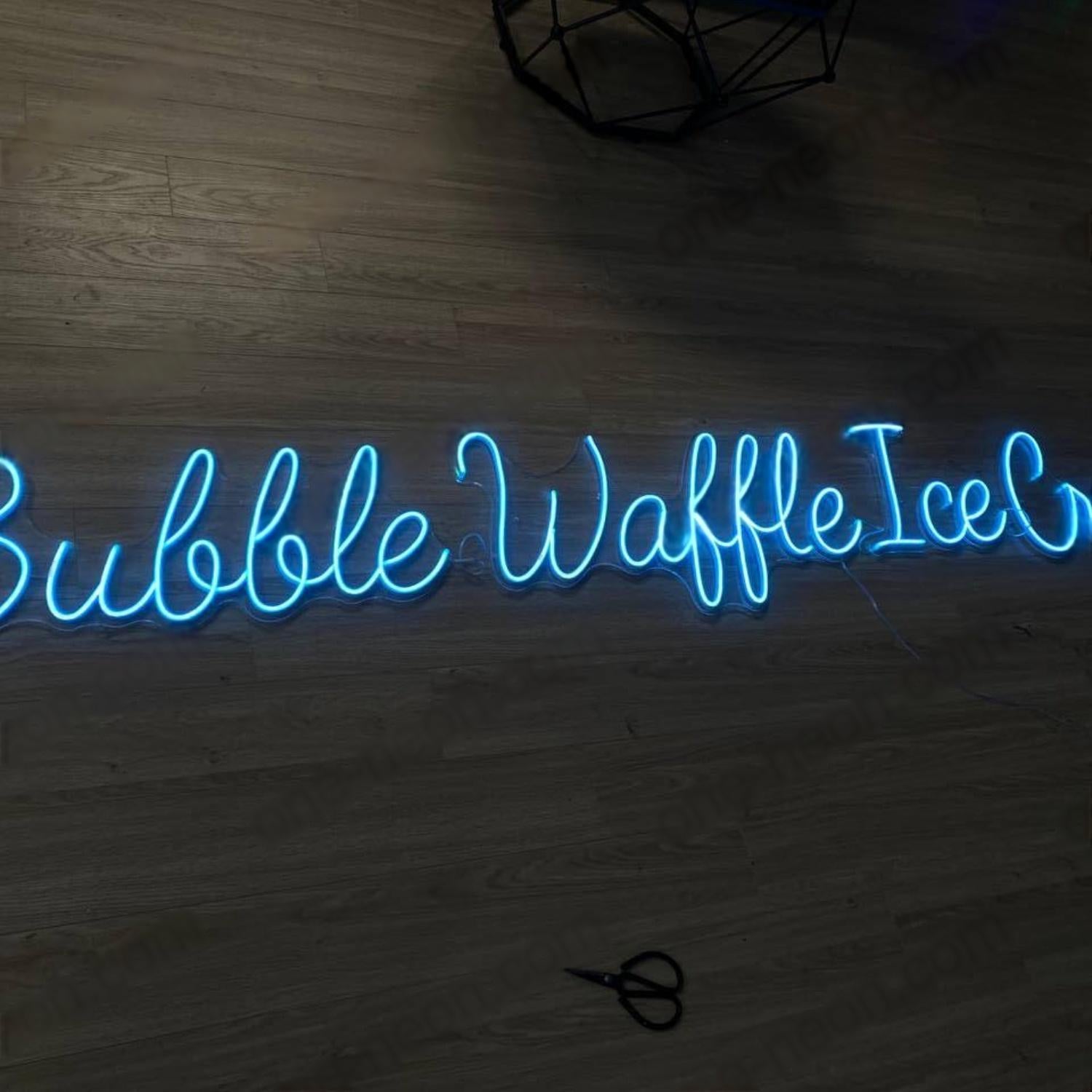 Bubble Waffle Ice Cream Light Blue Led Neon Sign For Dessert Shop Decor | Shineneon