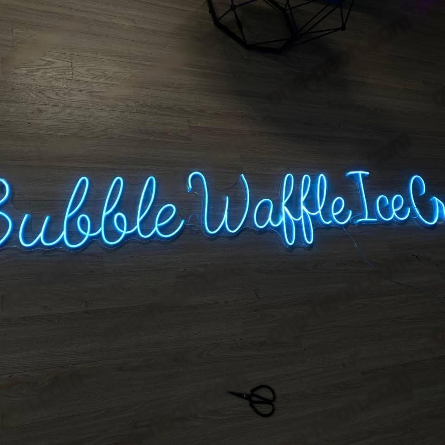 Bubble Waffle Ice Cream Light Blue Led Neon Sign For Dessert Shop Decor | Shineneon