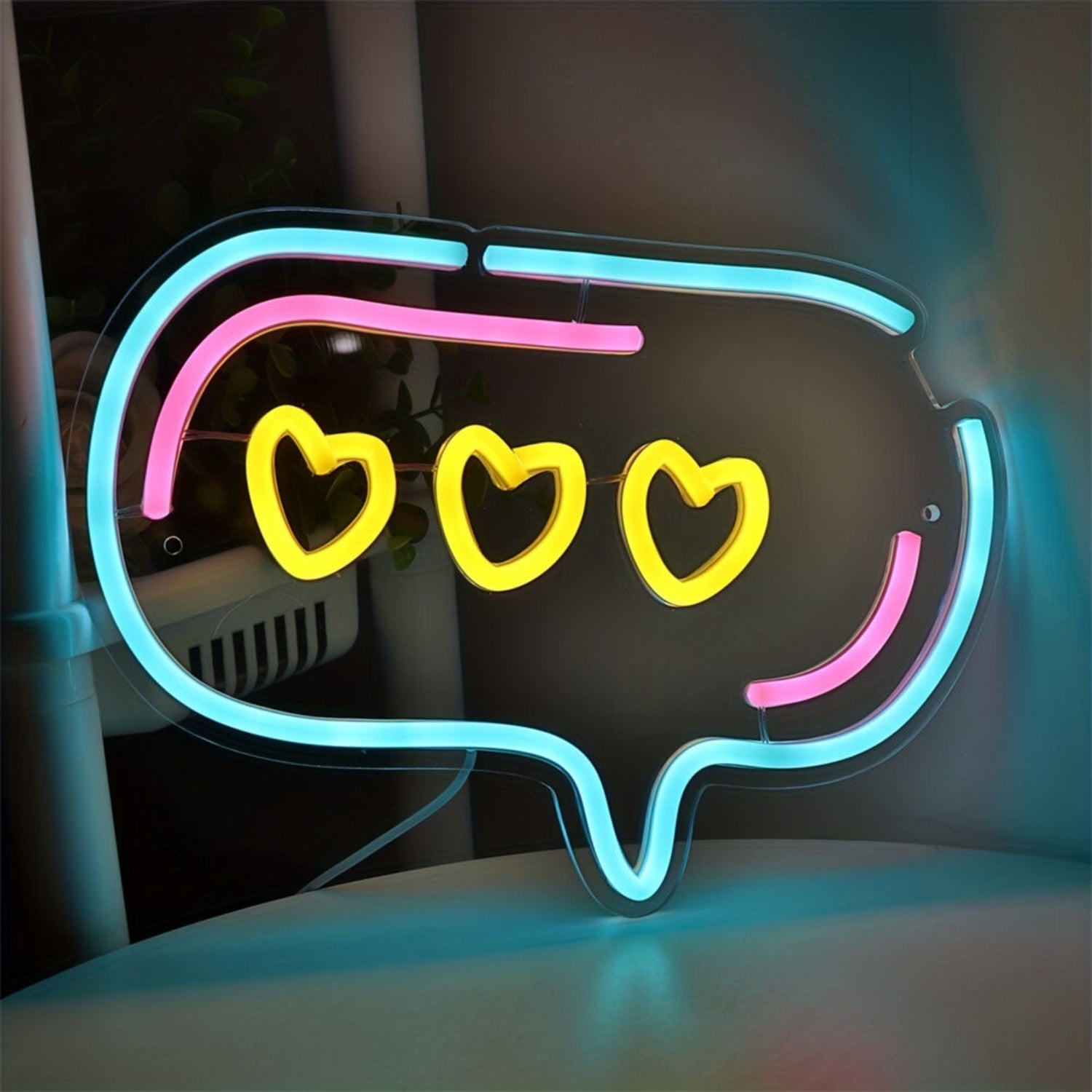 Bubble With Triple Heart Led Wall Neon Sign | Shineneon