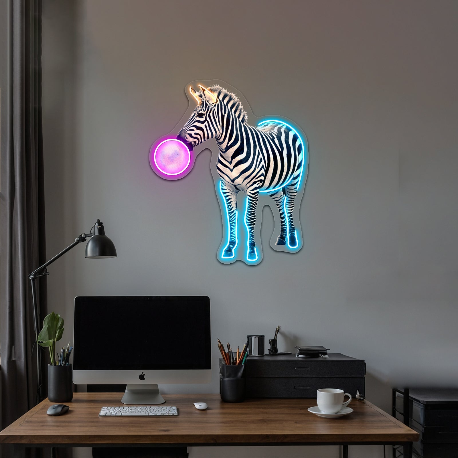 Bubblegum Zebra Artwork Led Neon Sign - Shineneon