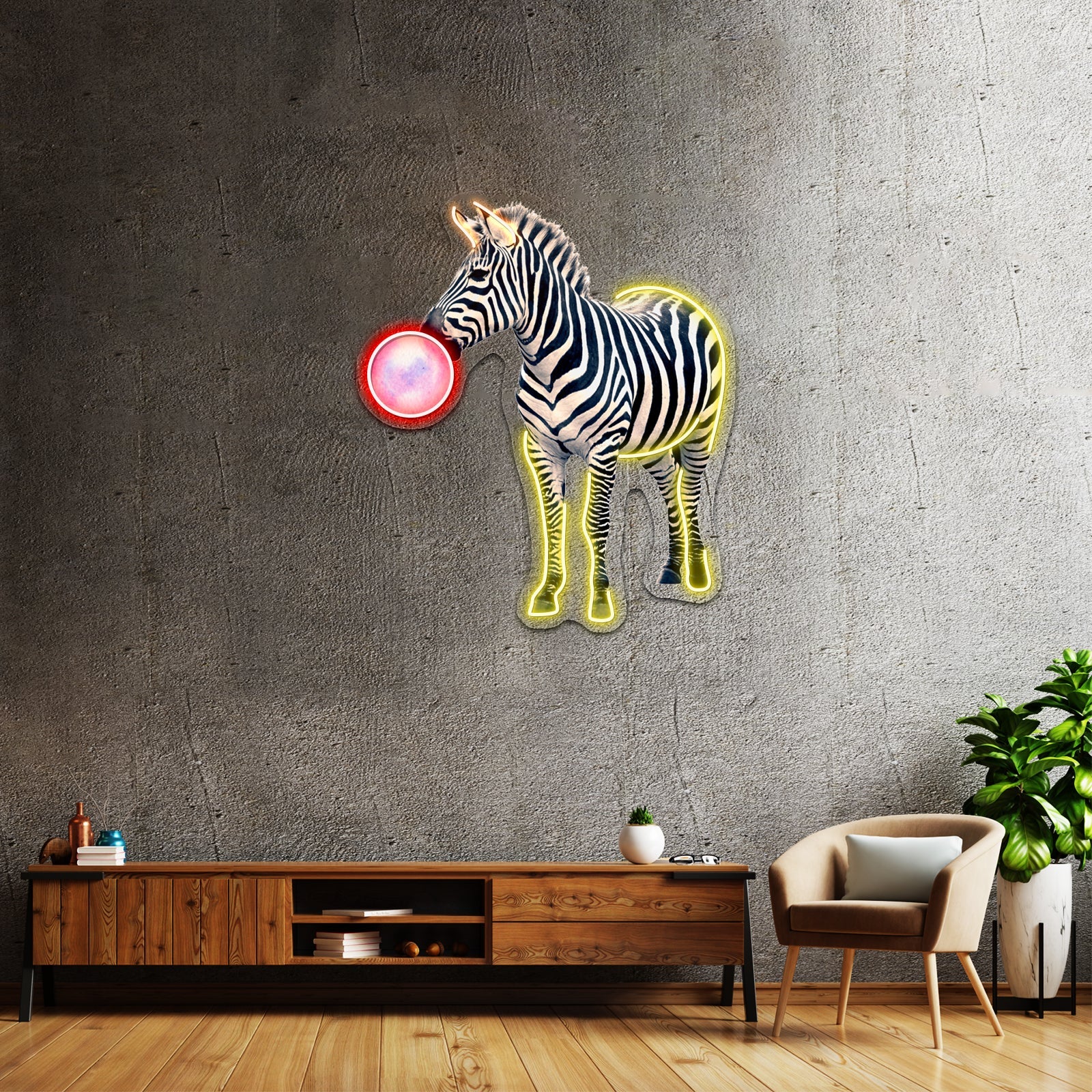 Bubblegum Zebra Artwork Led Neon Sign - Shineneon