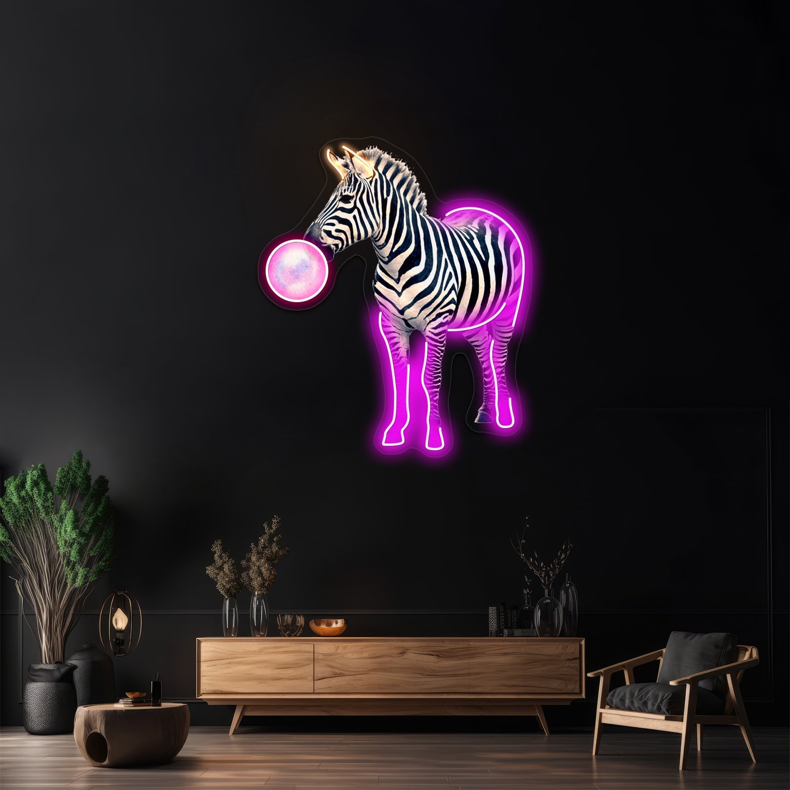 Bubblegum Zebra Artwork Led Neon Sign - Shineneon