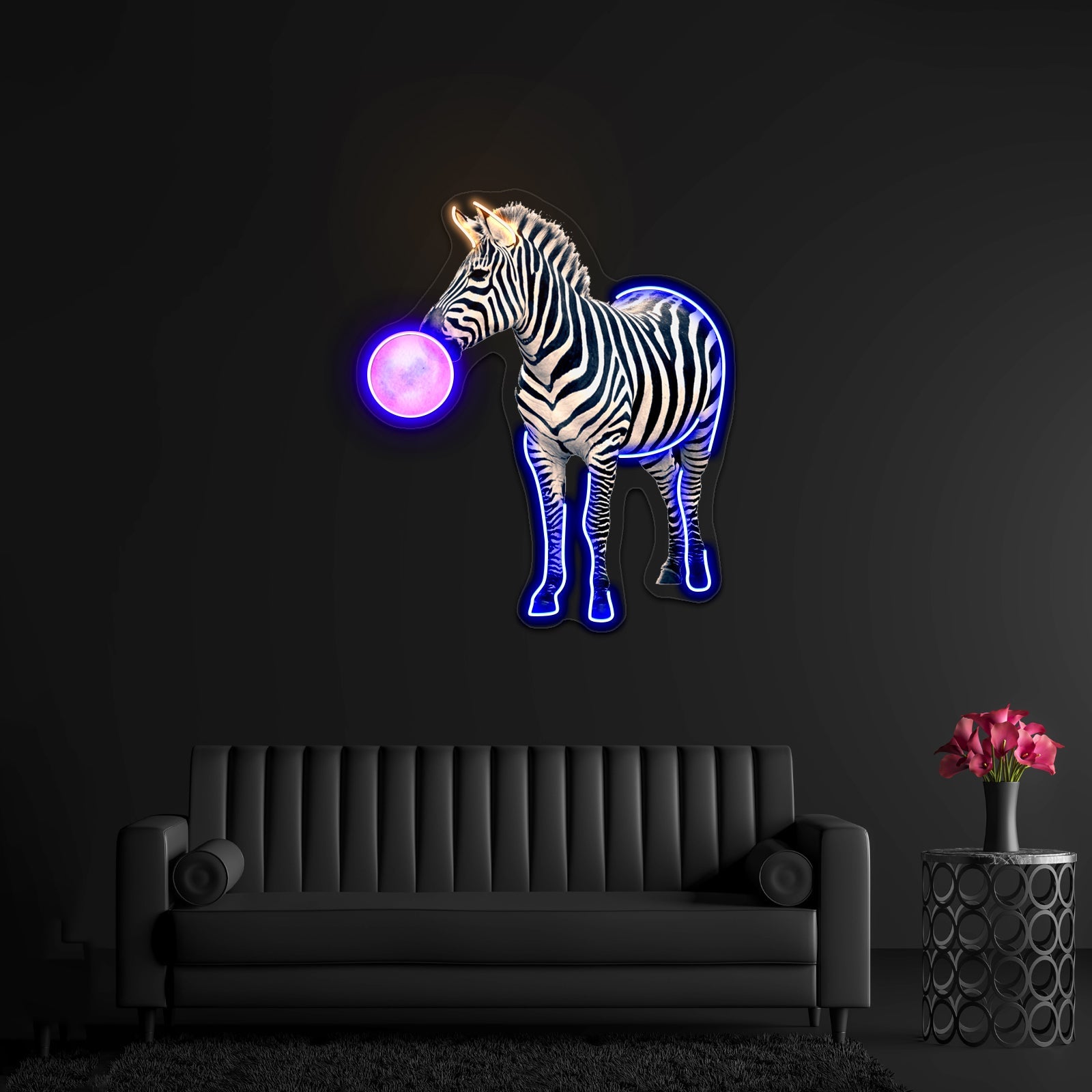 Bubblegum Zebra Artwork Led Neon Sign - Shineneon