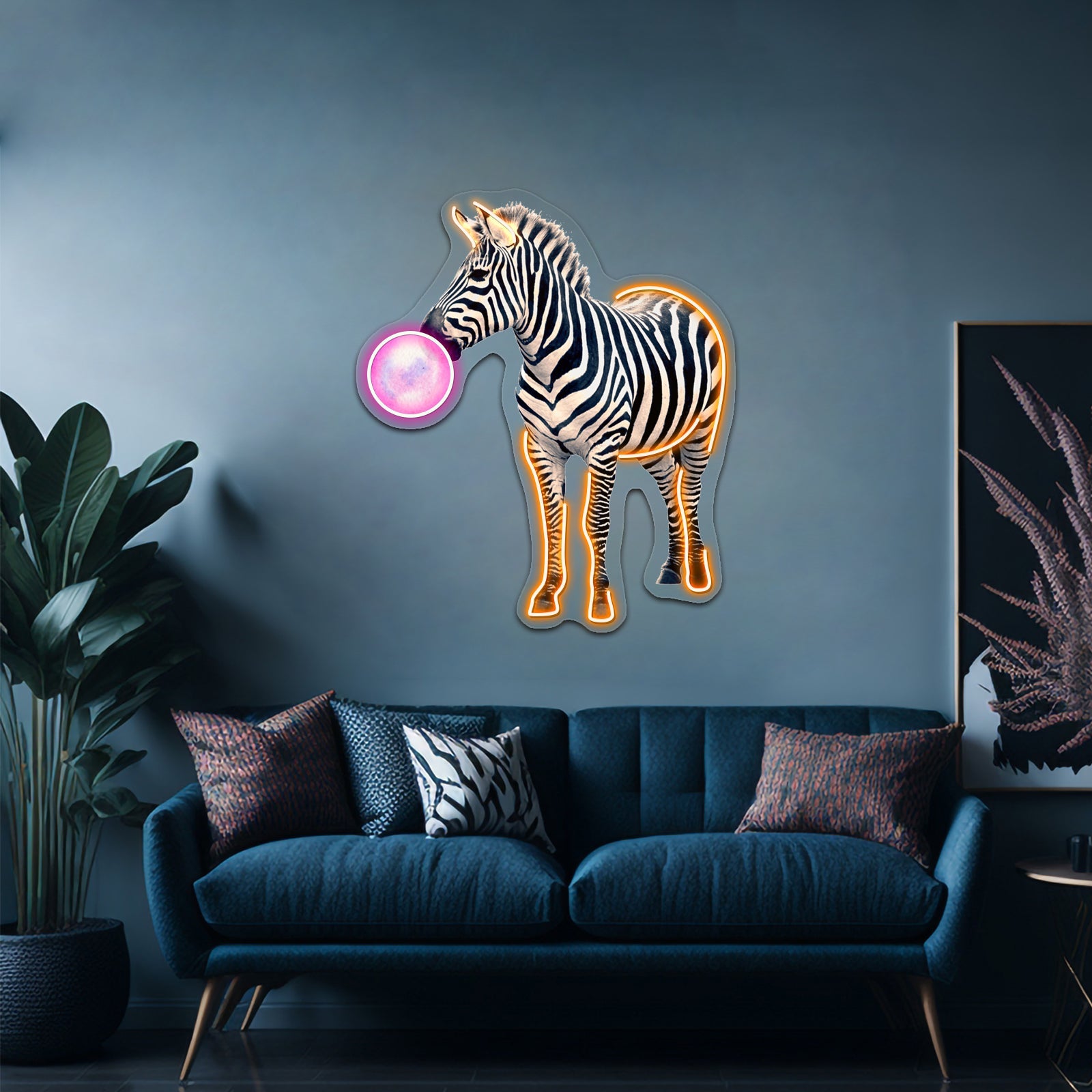 Bubblegum Zebra Artwork Led Neon Sign - Shineneon