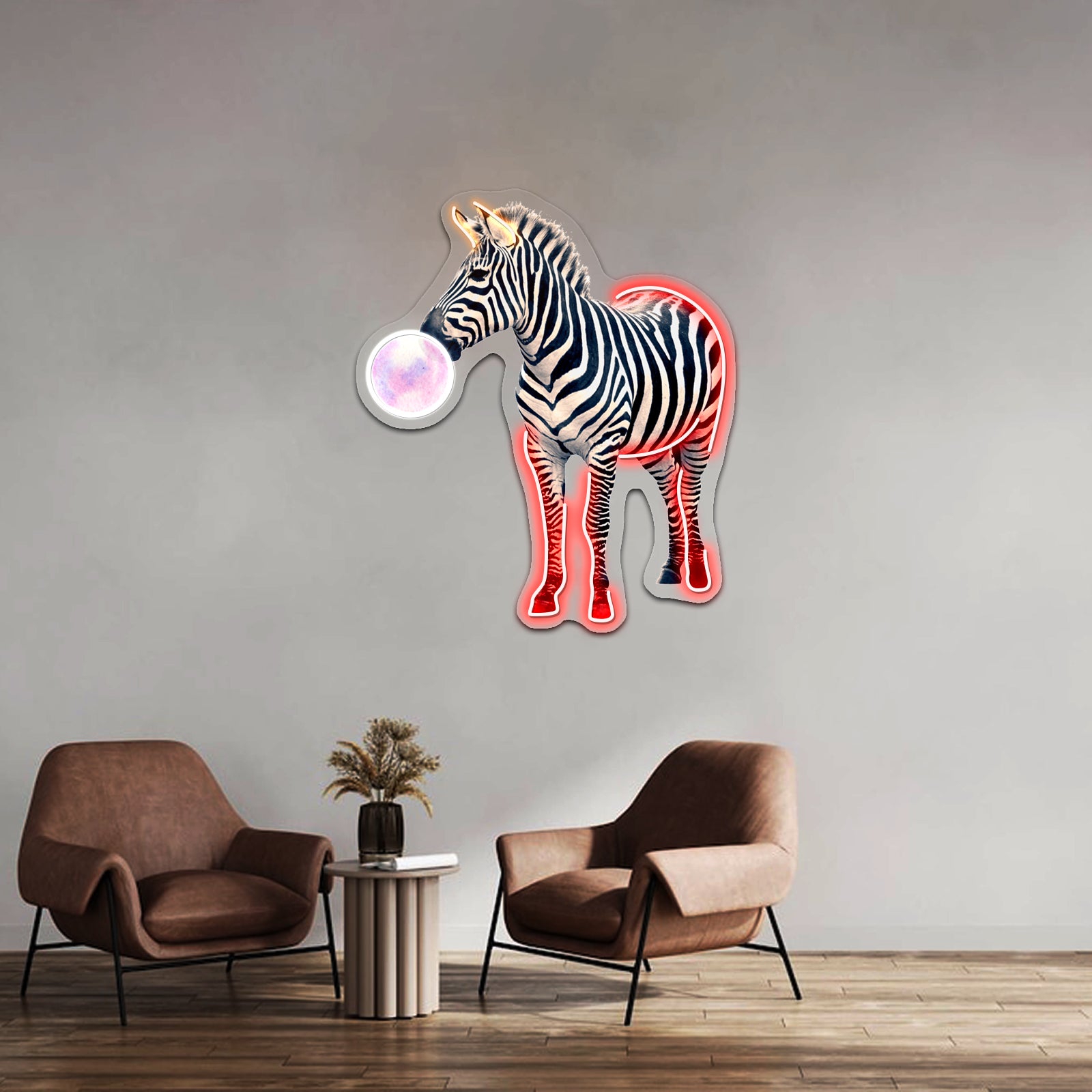 Bubblegum Zebra Artwork Led Neon Sign