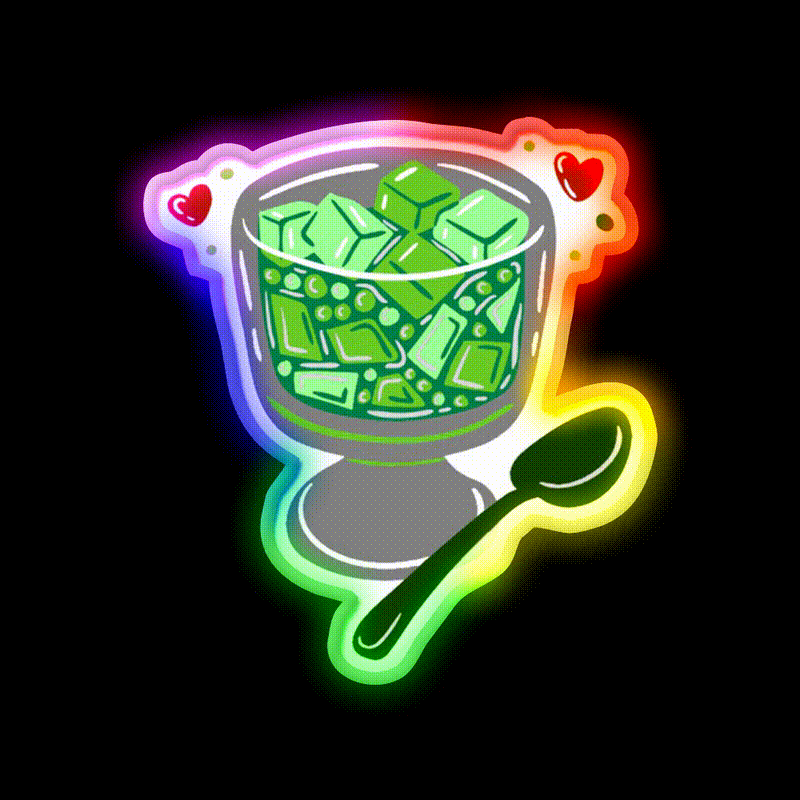 Bubbly Jello Snack Food Led Neon Sign Rgb Color - LED neon sign close-up detail