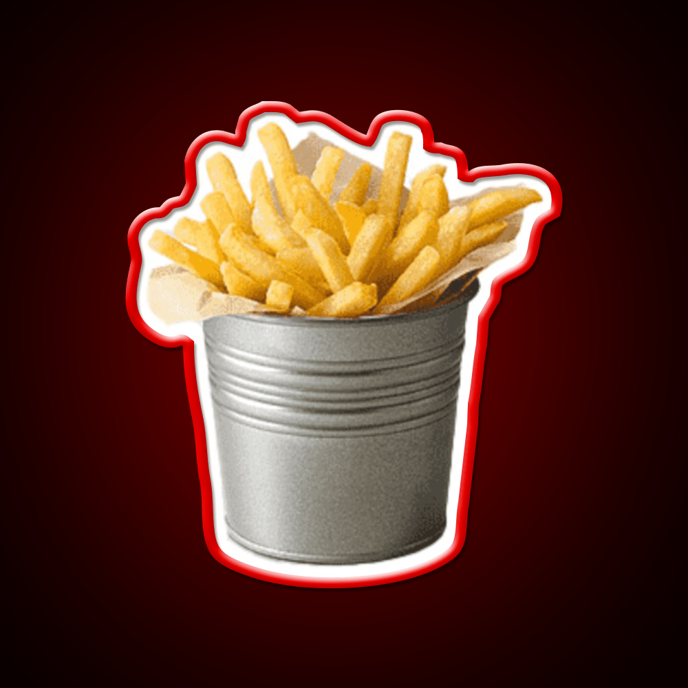 Bucket Of Fries Chips Funny Fast Food Led Neon Sign For Burger Place Rgb Color - Shineneon