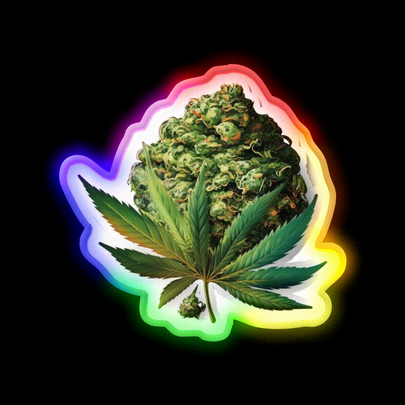 Bud Hemp Inspired Green Leaf Led Neon Sign Rgb Color - LED neon sign close-up detail
