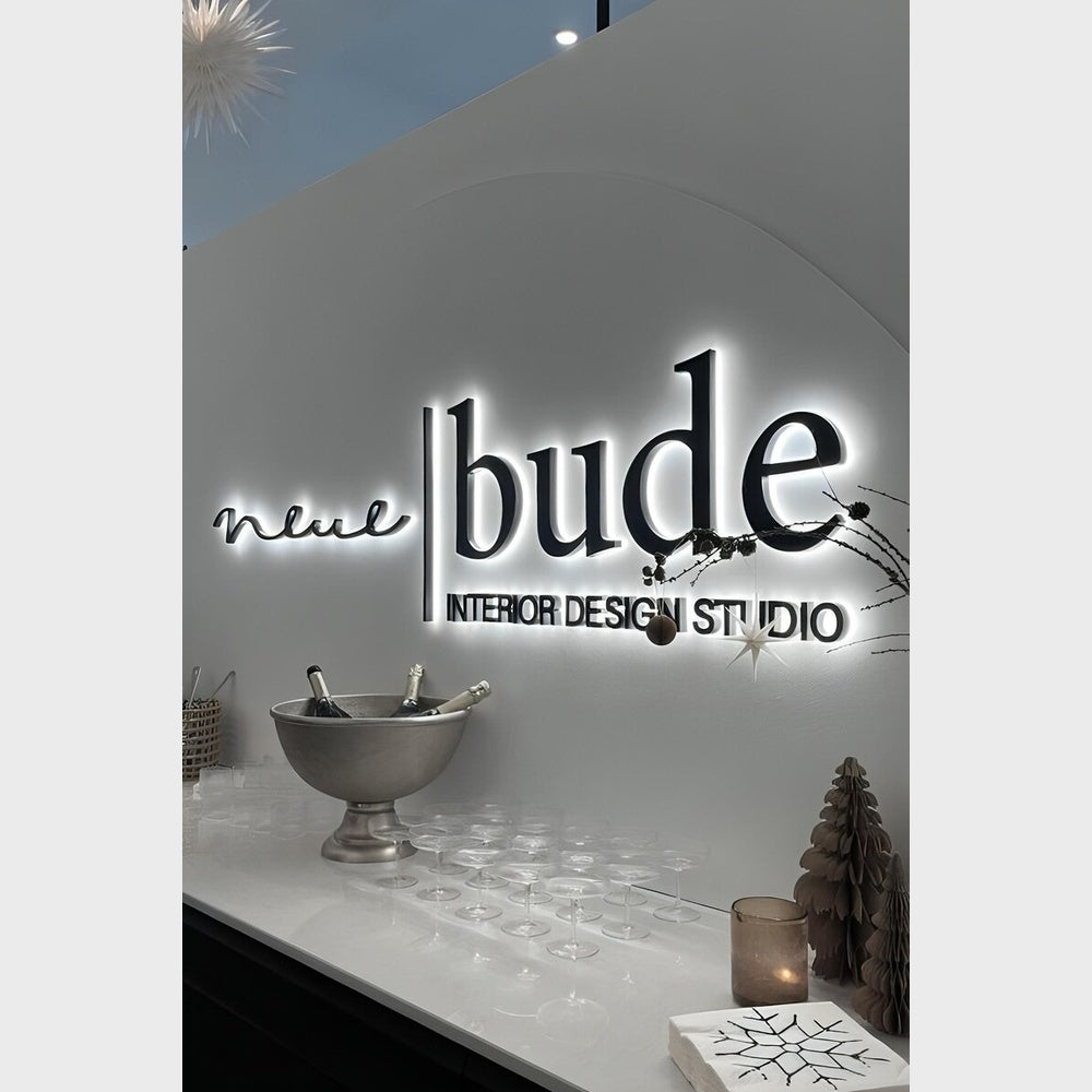 Bude Interior Design Studio 3D Backlit Channel Letters Led Light Sign