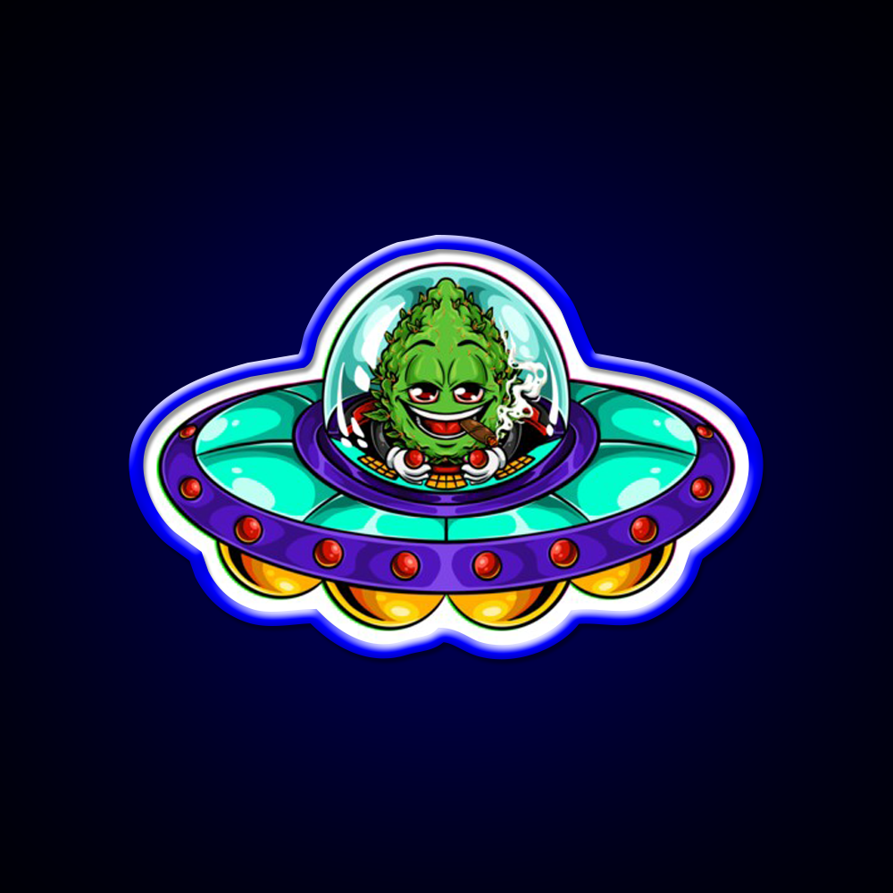 Buds Head Nugz Alien Labs Ufo Hemp Inspired Green Leaf Led Neon Sign Rgb Color - LED neon sign view 5