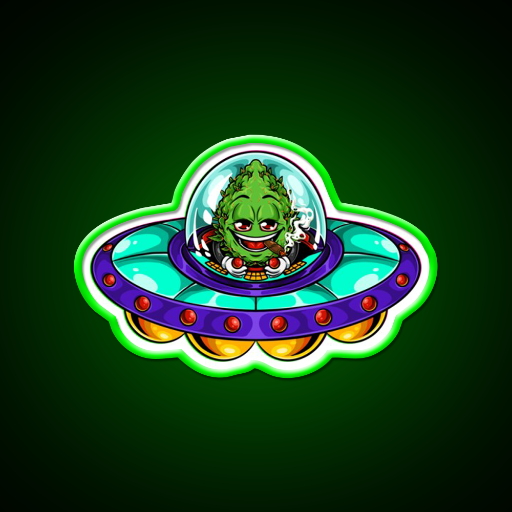 Buds Head Nugz Alien Labs Ufo Hemp Inspired Green Leaf Led Neon Sign Rgb Color - LED neon sign view 8