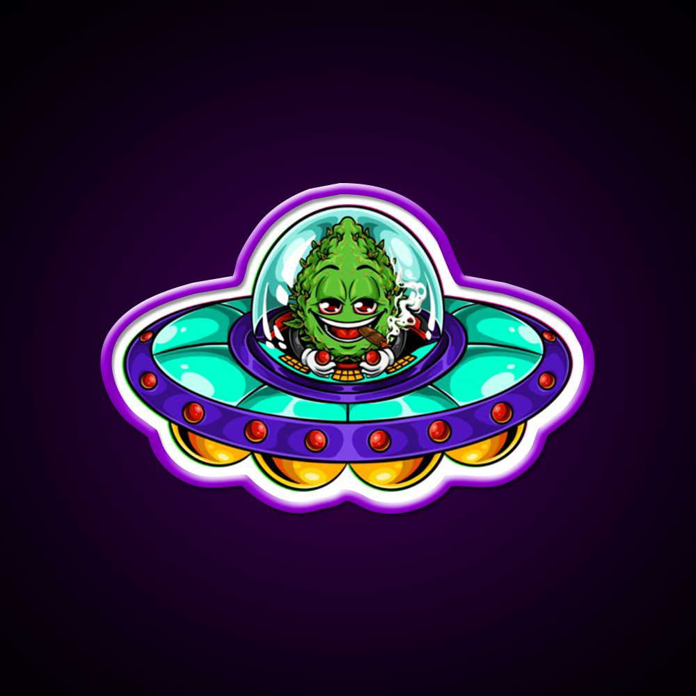 Buds Head Nugz Alien Labs Ufo Hemp Inspired Green Leaf Led Neon Sign Rgb Color - LED neon sign view 9