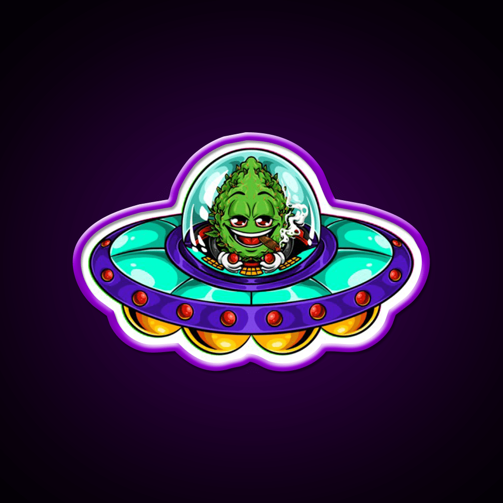 Buds Head Nugz Alien Labs Ufo Hemp Inspired Green Leaf Led Neon Sign Rgb Color - Shineneon