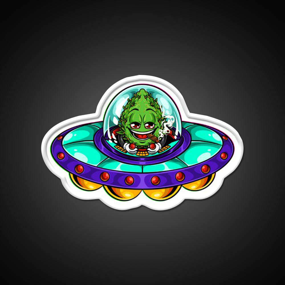 Buds Head Nugz Alien Labs Ufo Hemp Inspired Green Leaf Led Neon Sign Rgb Color - LED neon sign view 11