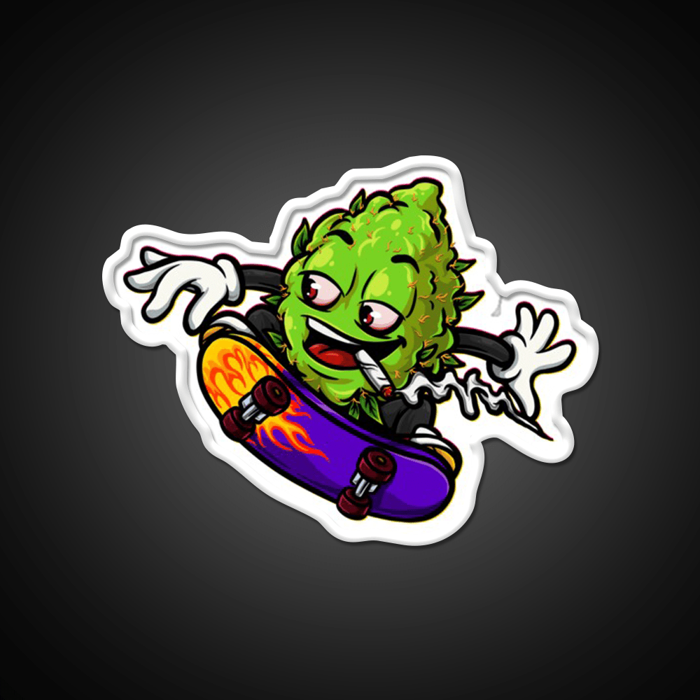 Buds Head Nugz Skateboard Hemp Inspired Green Leaf Led Neon Sign Rgb Color - Shineneon