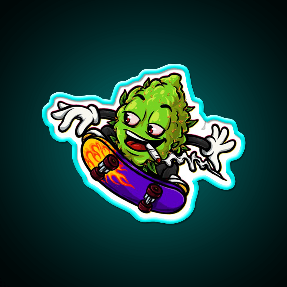 Buds Head Nugz Skateboard Hemp Inspired Green Leaf Led Neon Sign Rgb Color - Shineneon