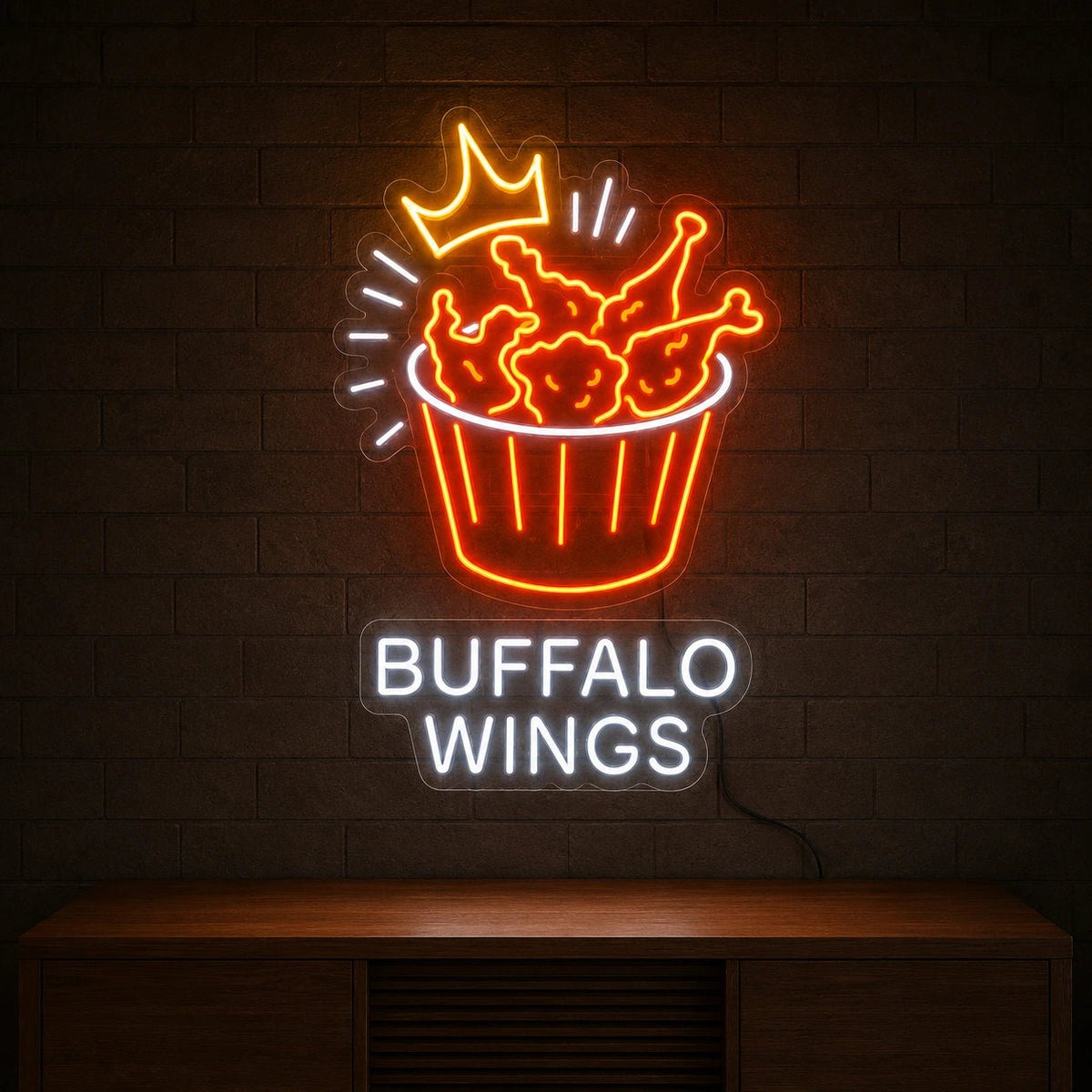 Buffalo Wings Bucket Crown LED Neon Sign - Shineneon
