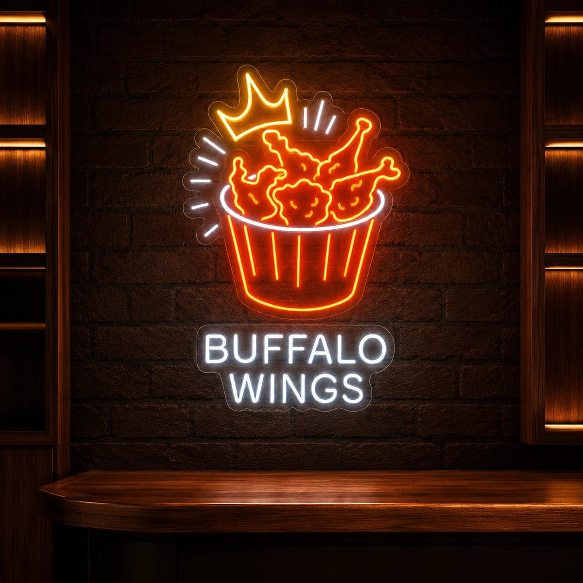 Buffalo Wings Bucket Crown LED Neon Sign - Shineneon