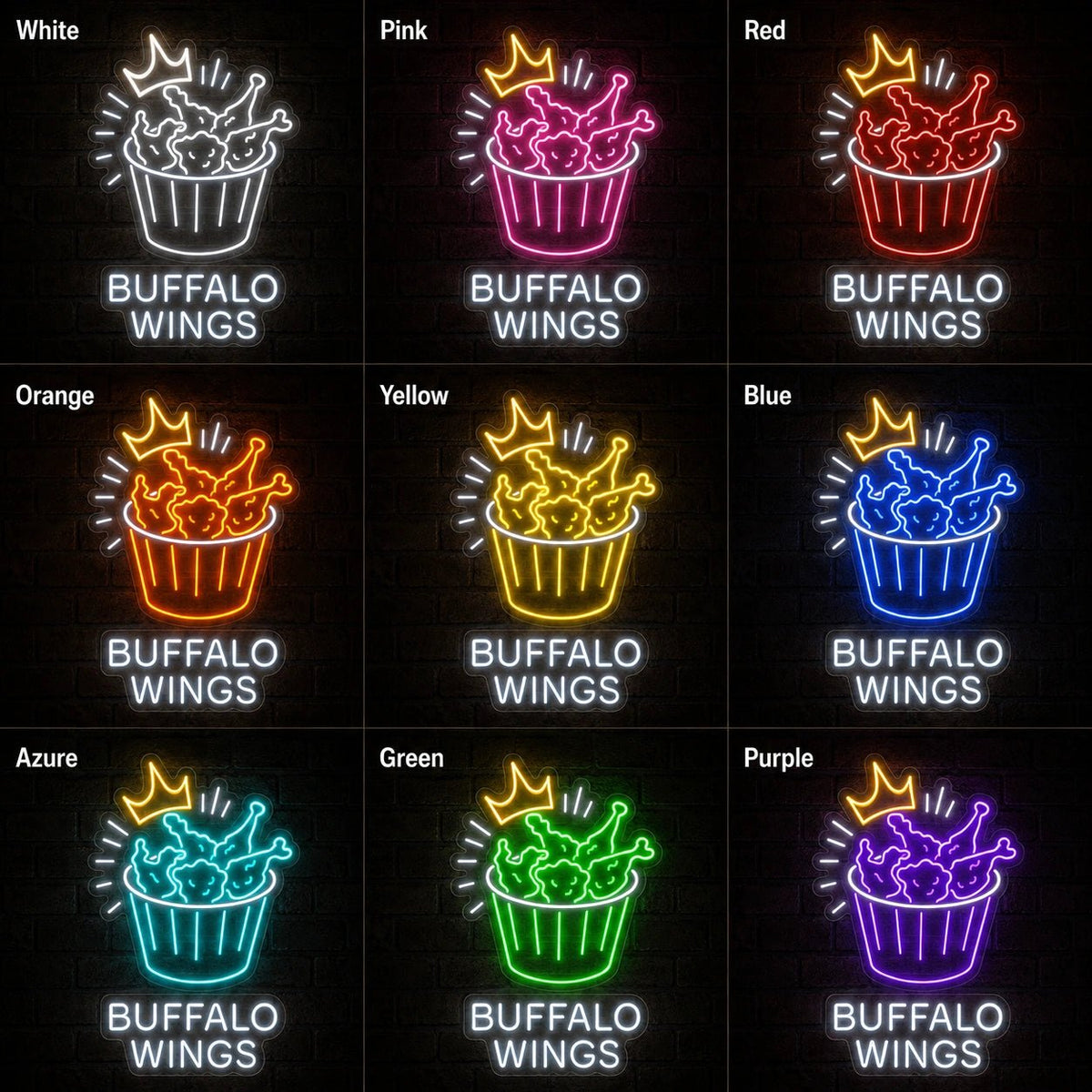 Buffalo Wings Bucket Crown LED Neon Sign - Shineneon